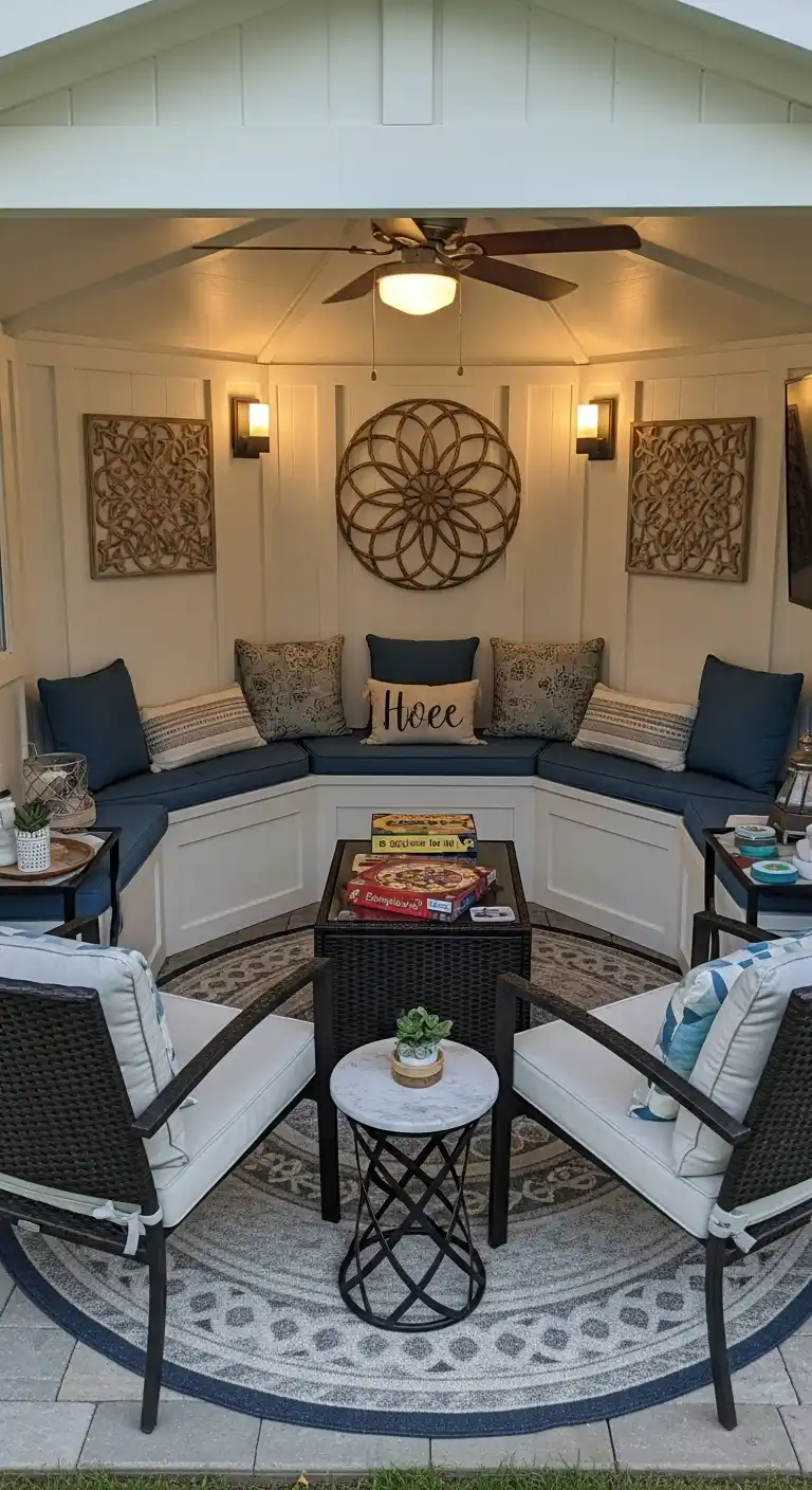 Backyard She Shed Entertainment Corner