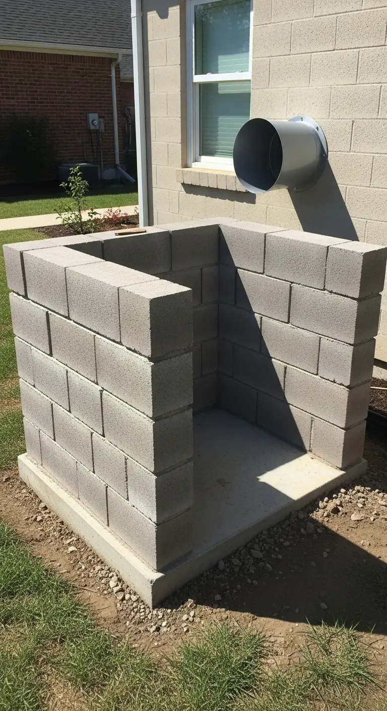 Concrete Block Partial Wall Enclosure