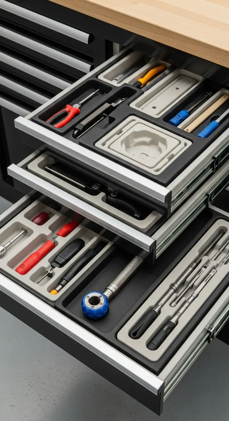 Custom-Built Workshop Drawers for Specialized Equipment