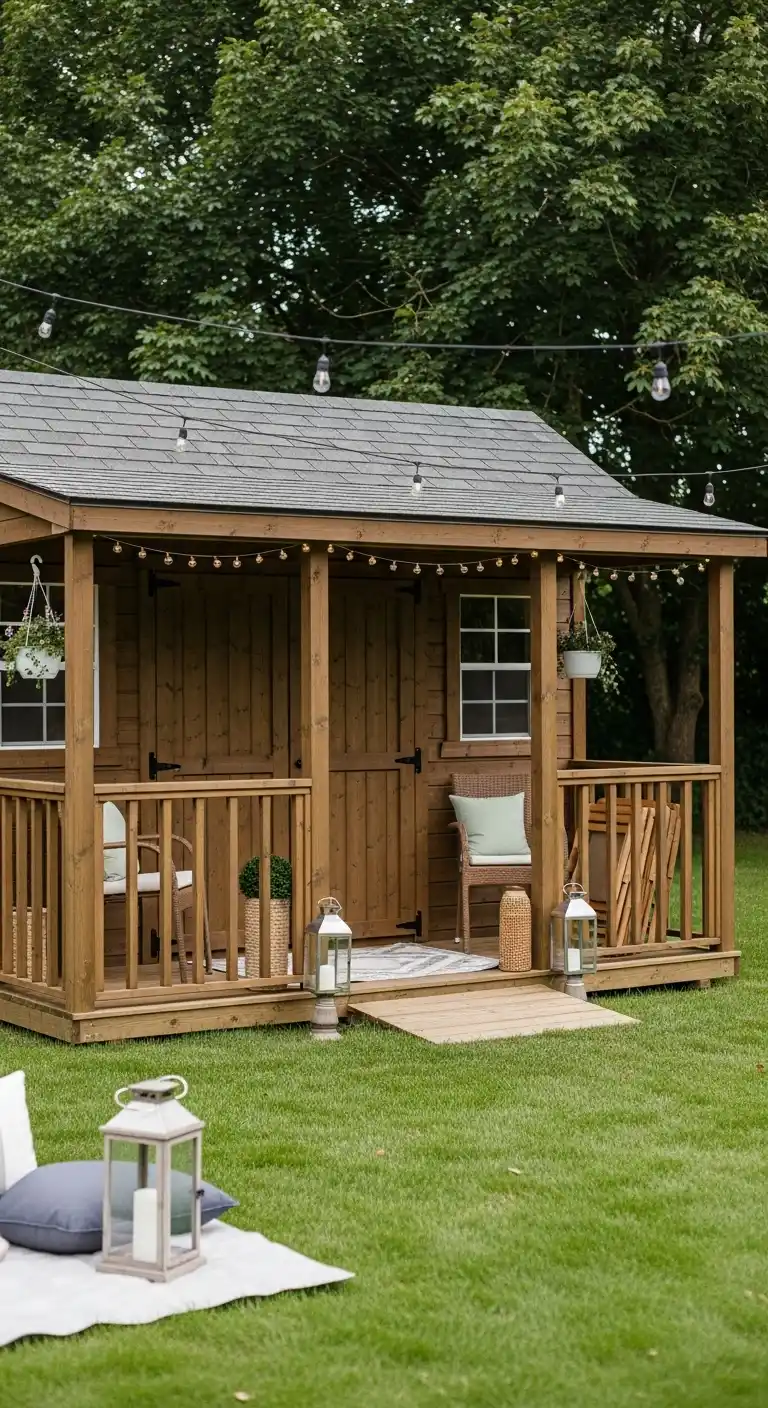 Entertaining Space Garden Shed With Porch Addition