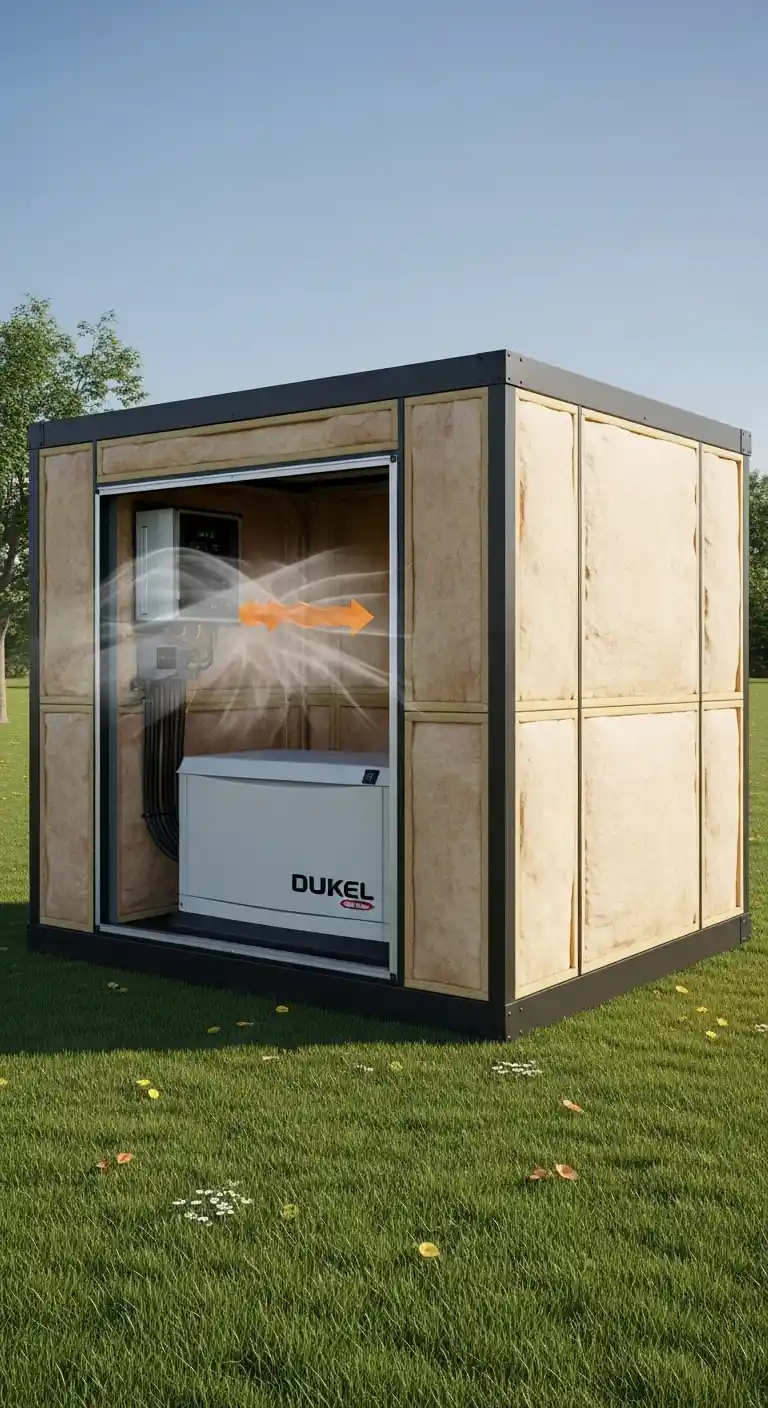 Insulated Generator Shed for Reduced Noise Output
