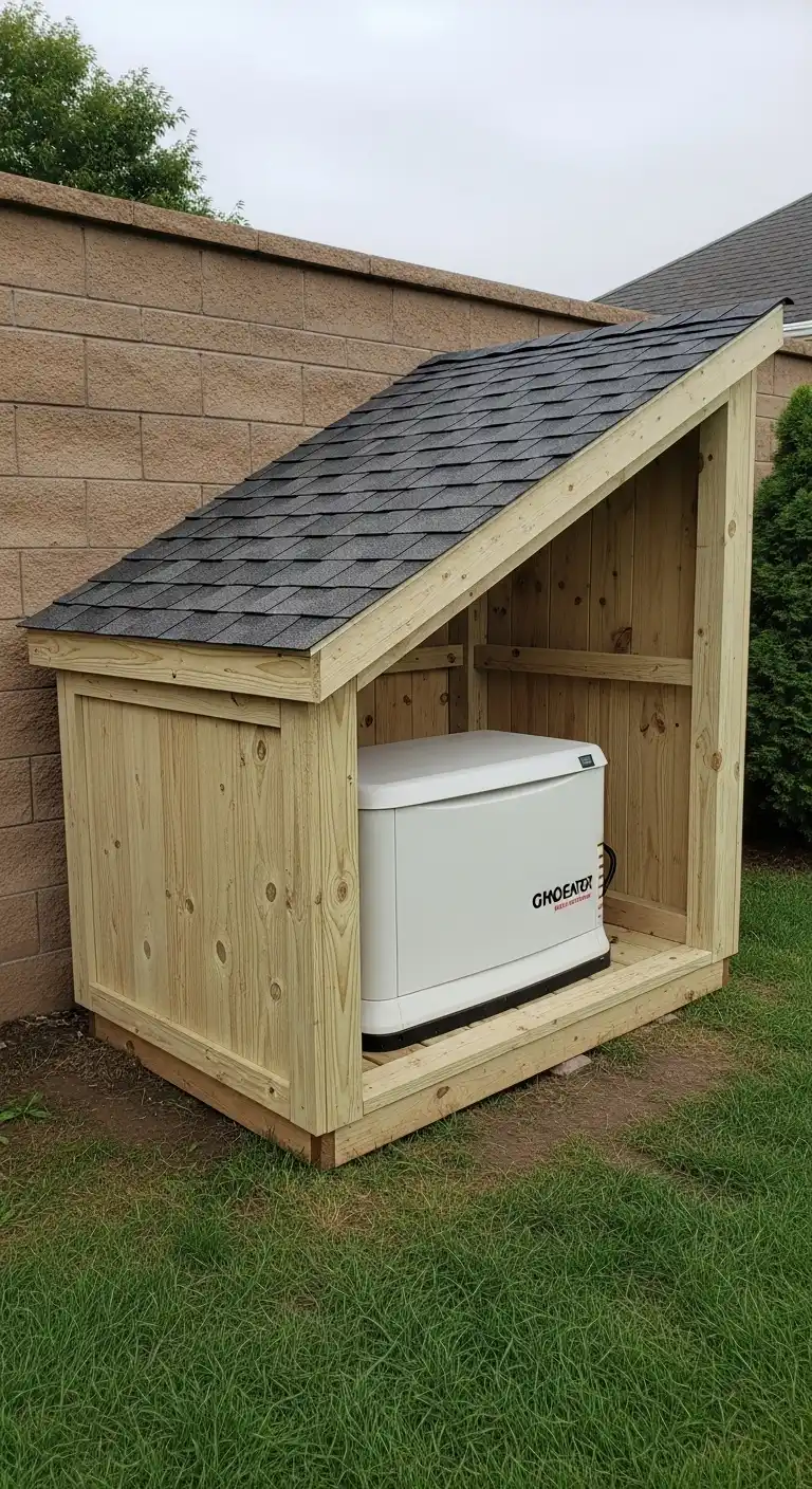 Lean-To Generator Shed Using Existing Structures