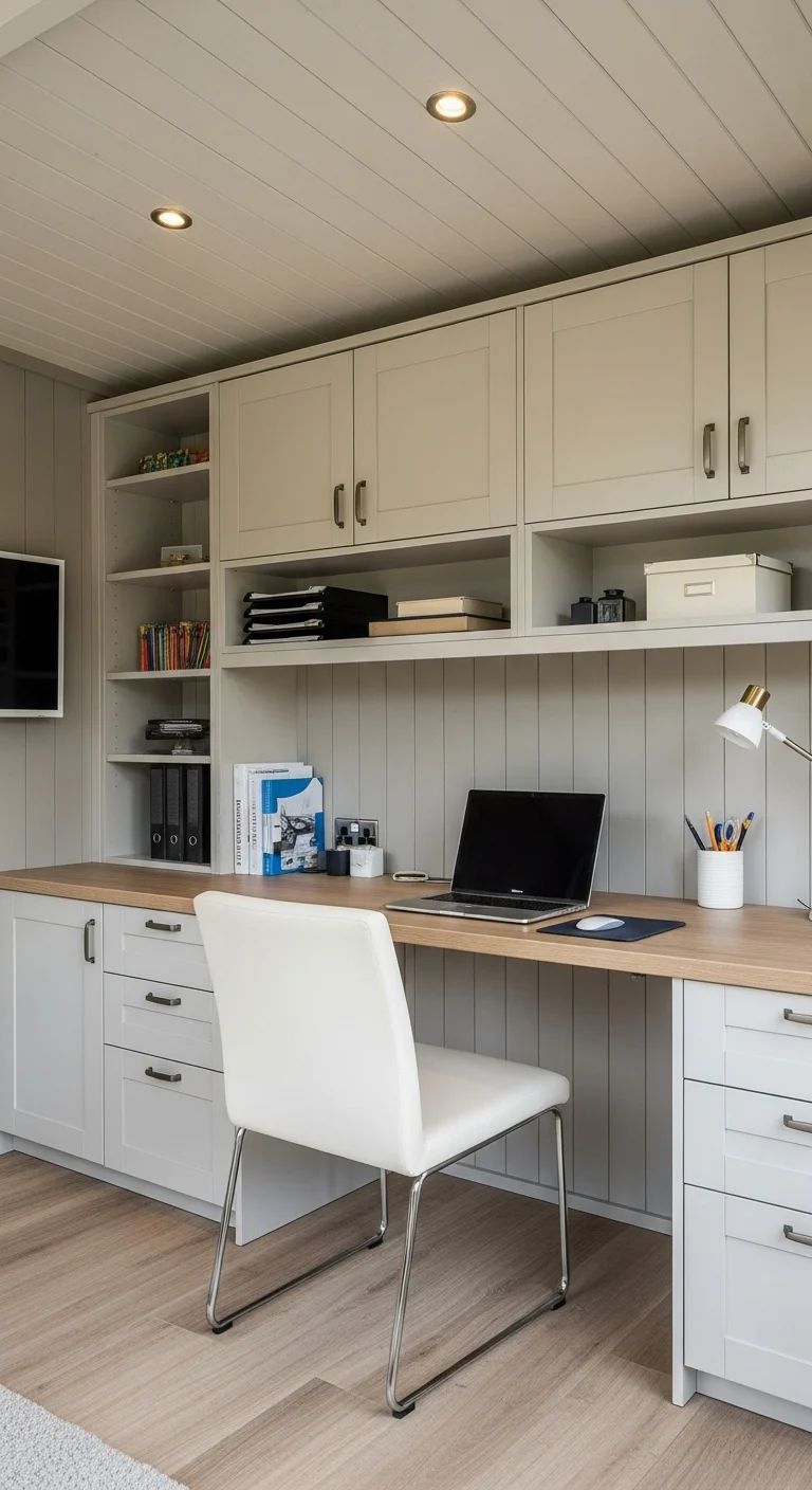 Modern Garden Shed Office With Built-In Storage Solutions