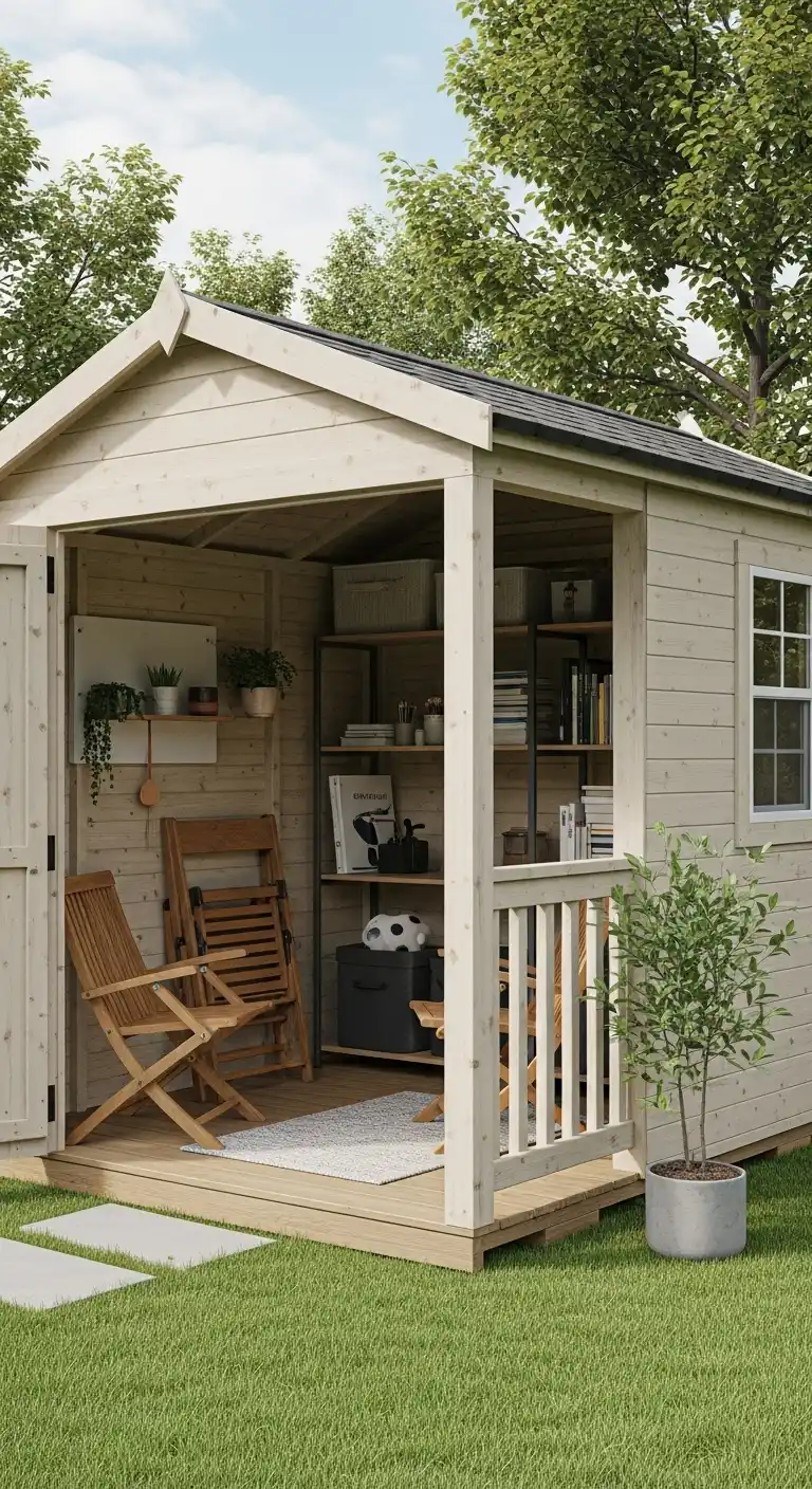 Multi-Purpose Garden Shed With Porch Design