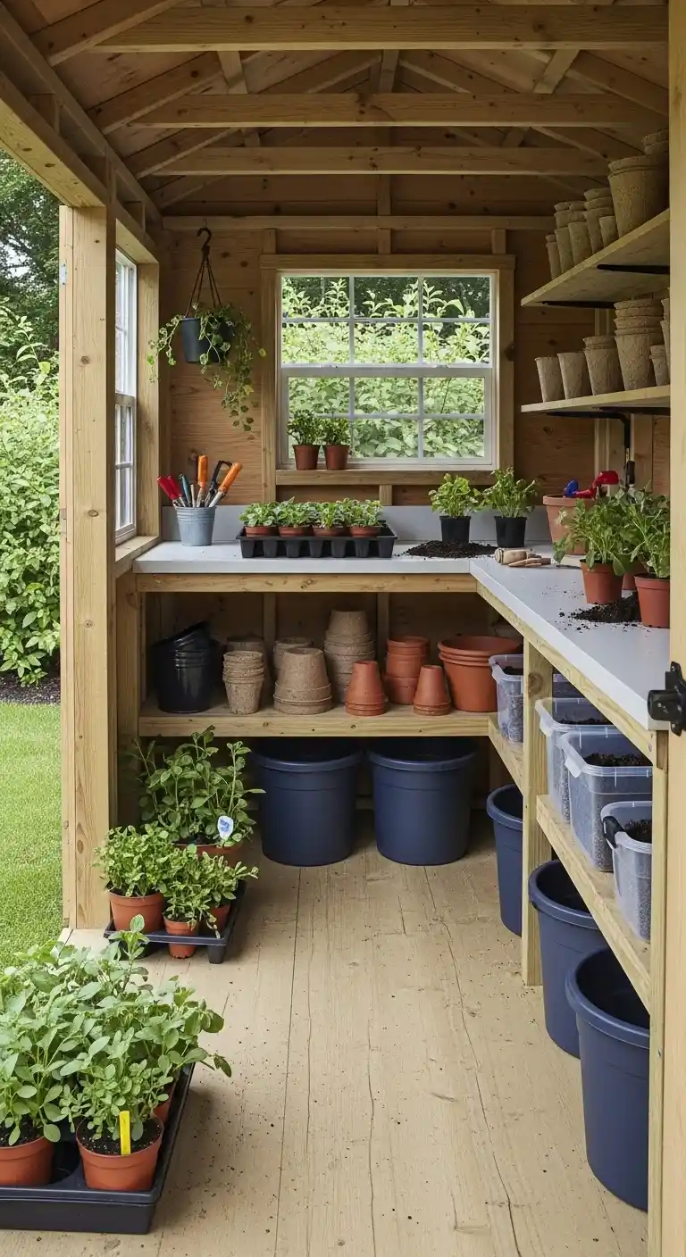 Potting Station Garden Shed With Porch Setup