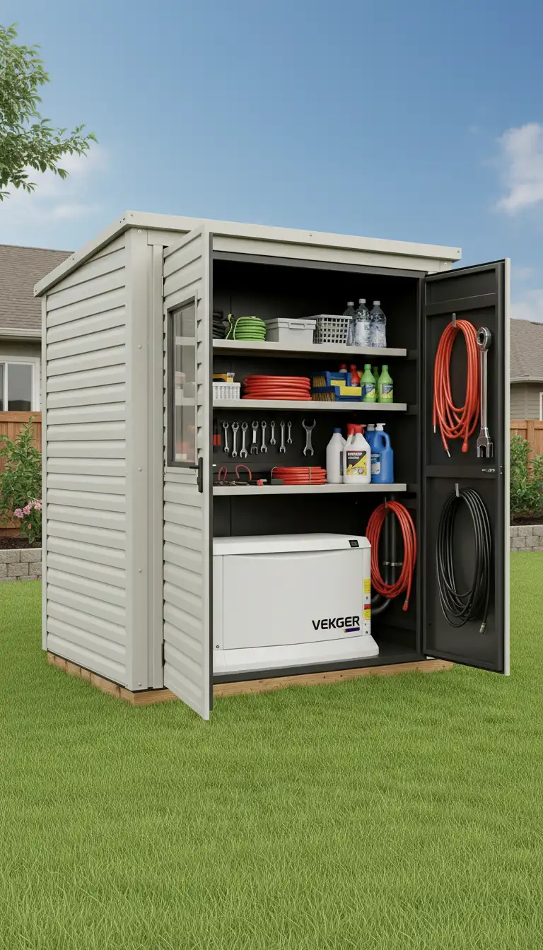 Shed-Style Generator Enclosure Design with Integrated Storage