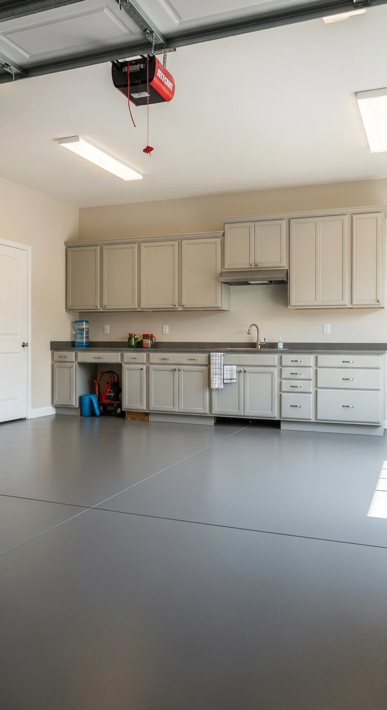 Solid Color Epoxy Garage Floor for a Clean Minimalist Style
